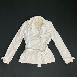 ABERCROMBIE & FITCH Trench Coat, White, Size Medium